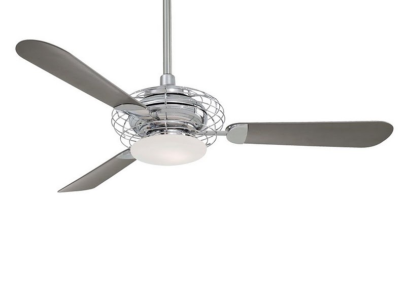 F601-PN Acero ceiling fan w- light, polished nickel w silver blades fm ...