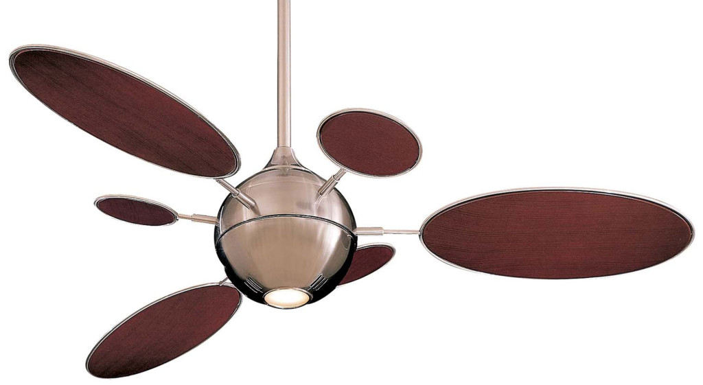 G2Art Ciirque ceiling fan in brushed nickel with mahogany blades